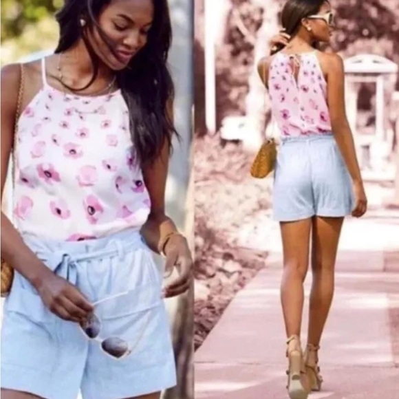 CAbi #5218 Floral Poppy Tie Back Tank Pink - Picture 2 of 5